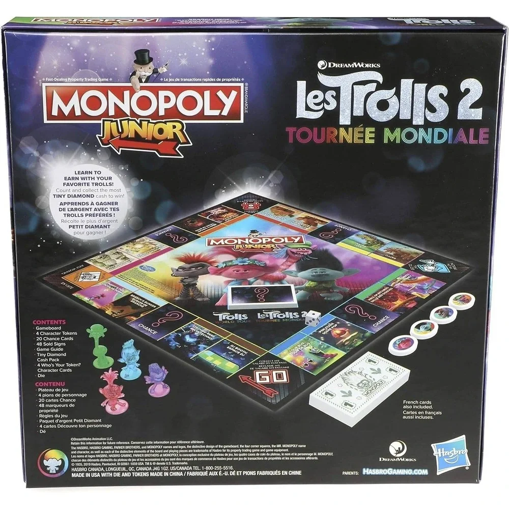 Monopoly Junior Game DreamWorks Trolls World Tour Edition ~ New Sealed Packaging